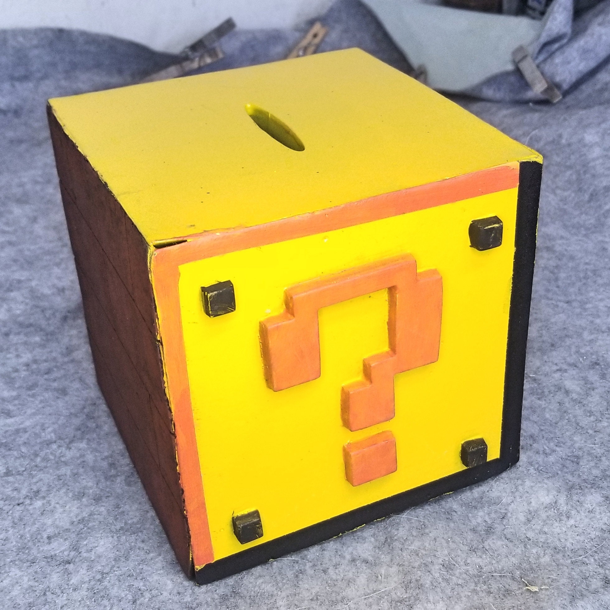 Super Mario Lucky Block Coin Block ? Candy Strawberry Flavoured Gold Coins  Inside 34g Block