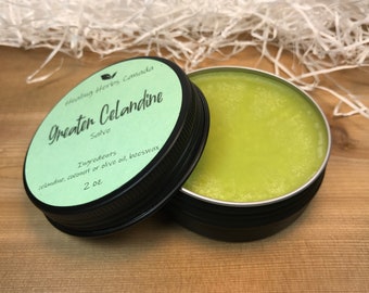 Greater Celandine Balm, Healing Herbs Salve, herbal ointment, organic, wildcraft