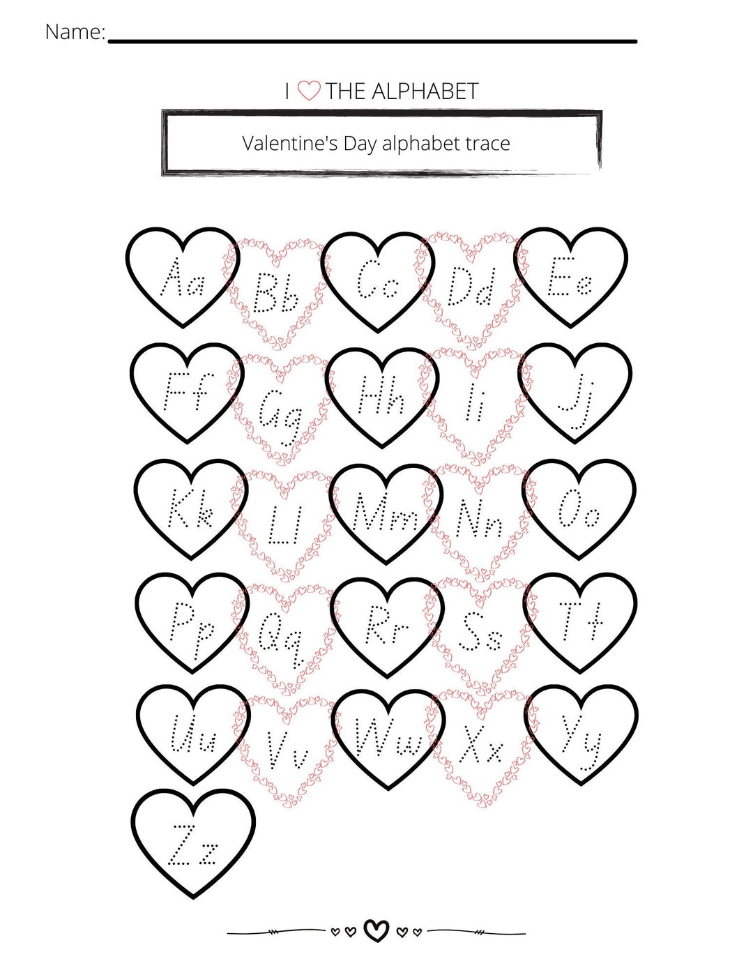 Valentine's Day Alphabet Trace Etsy
