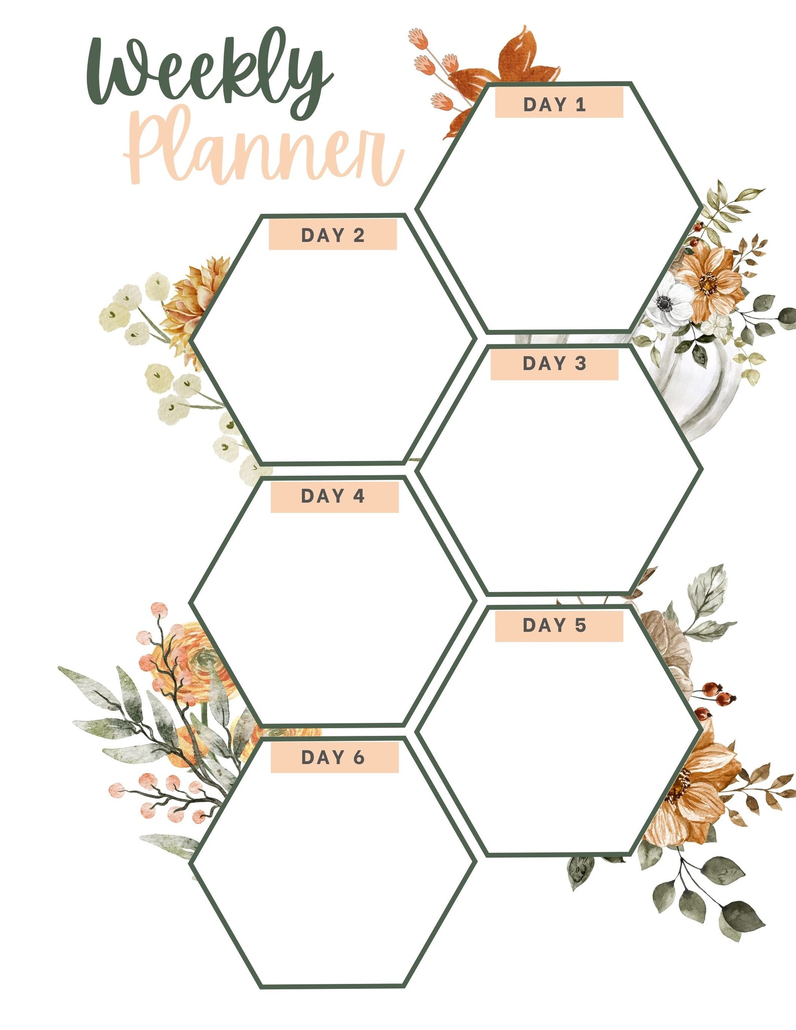 Fall Flower Weekly Planner - Etsy