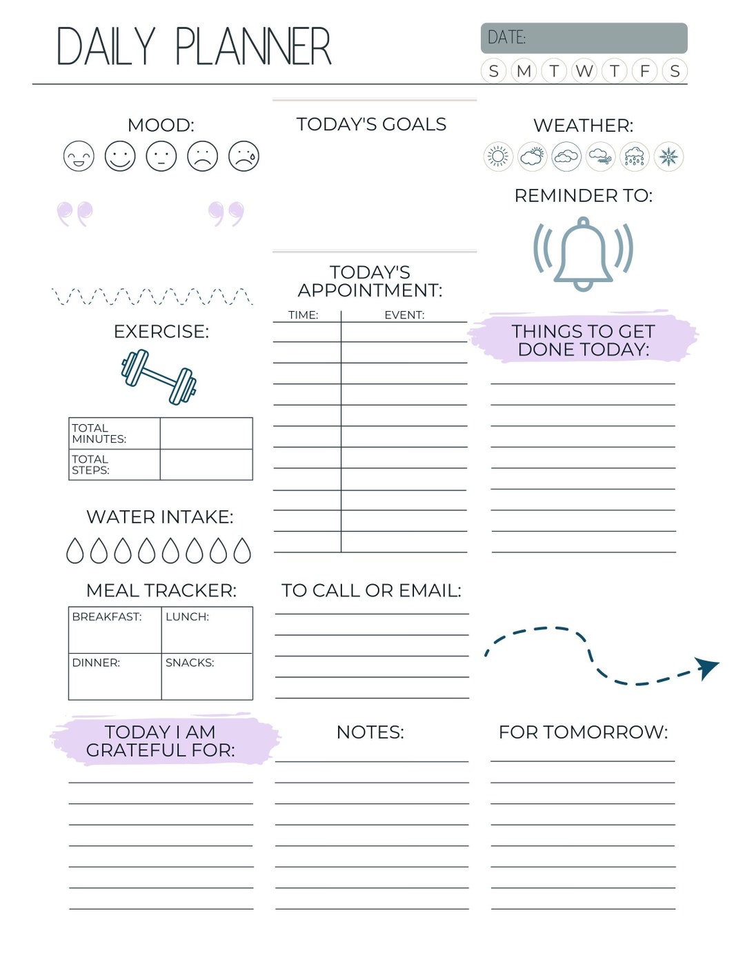 Printable Daily Planner - Etsy