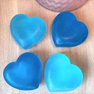 Spellbound Blues Bubble Heart Set of Vegetable Glycerin Soaps, Vegan Soap, Personalize your choice of scent. Custom Scent, Gift or Favor