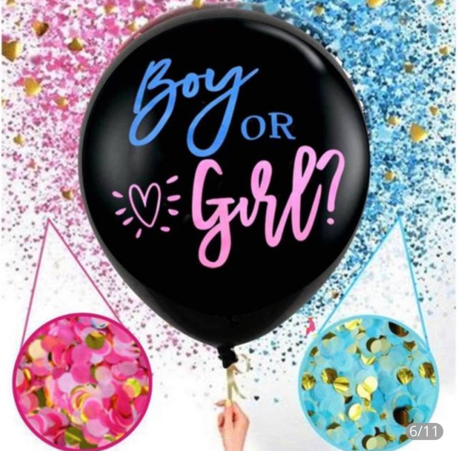 Gender Reveal Balloon with confetti for baby party Etsy