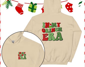 私のグリンチ時代の女性用パーカー、グリーンのグラフィックが入った面白いクリスマスパーカー、クリスマス好きの方へのホリデーギフトに最適、レトロなクリスマス
