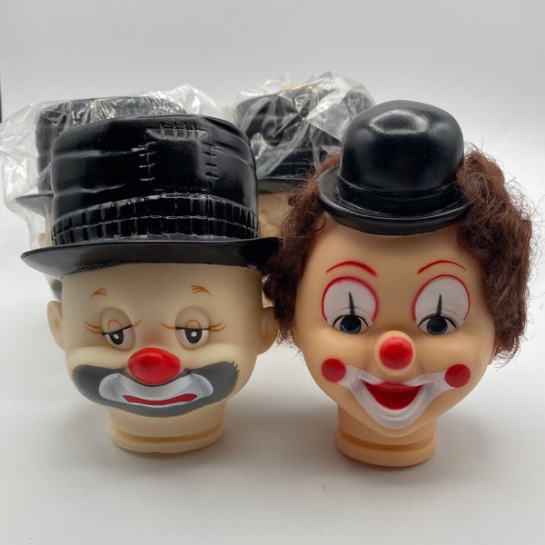 Têtes de poupées clown vintage, têtes de clown en plastique pour poupées, clown avec cheveux, fournitures de fabricant de poupées, lot de 4