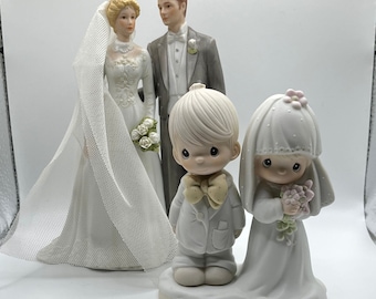 Wedding Cake Topper Vintage, Treasured Memories 60569 Bride & Groom 1984, Precious Moments 1979 Wedding Couple E-3114, Wedding Gift, ENESCO