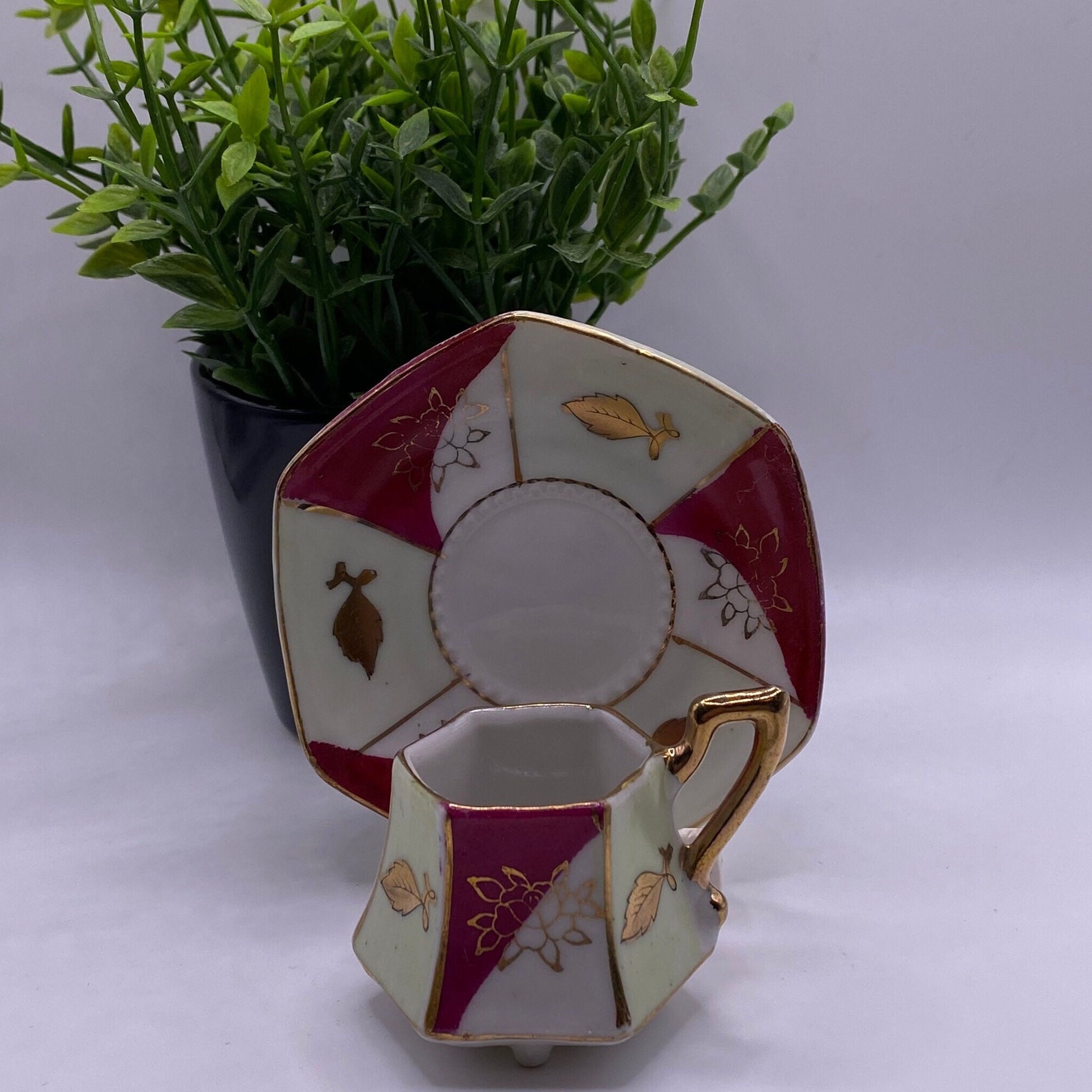 Vintage Mini Tea for One Cup and Saucer Lotus Flower and Etsy