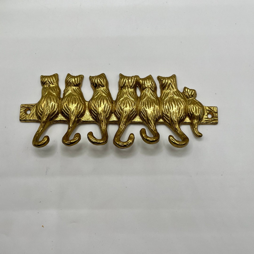 Brass Cat Key Hook Family of Cats Wall Hook Kitty Cat Key Etsy