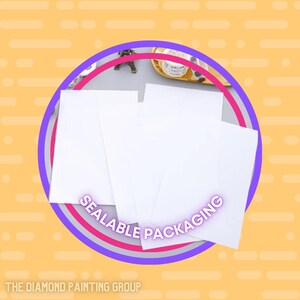 May include: Four white, sealable, rectangular envelopes with the text "SEALABLE PACKAGING" in pink letters on a purple background.
