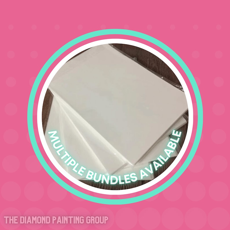 May include: A stack of white canvas panels, ready for diamond painting. Multiple bundles are available. The Diamond Painting Group.