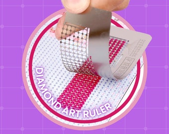 Diamond Art Ruler | Diamond Painting Tool | Square or Round Drill Gem Dots | Diamond Painting Fix Tool Accessory | Alignment Tool