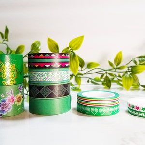 Green Hmong Pattern Washi Tape 10pcs | Decorative Tape