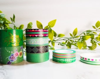 Green Hmong Pattern Washi Tape 10pcs
