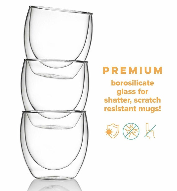 Double Wall Glass Cup Clear Heat Resistant With Handle, 250ml Coffe