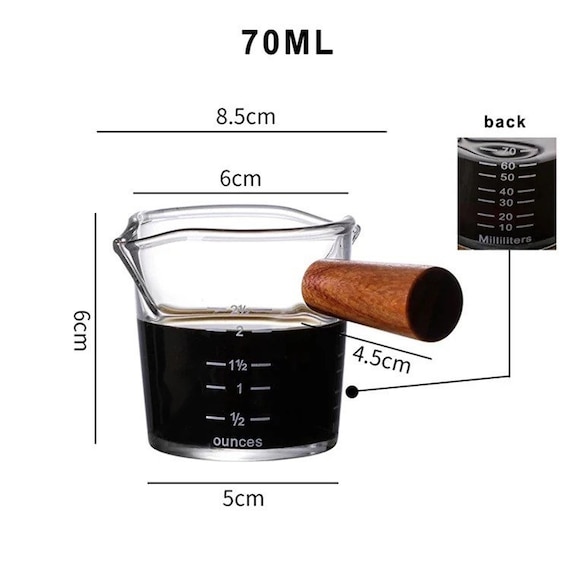 Espresso Milk Coffee Measuring Cup Mugs, Scale Heat Resistant Glass Cups,  Modern Drink Ware, Kitchen Cafe Mug Glasses, 70 75ML 