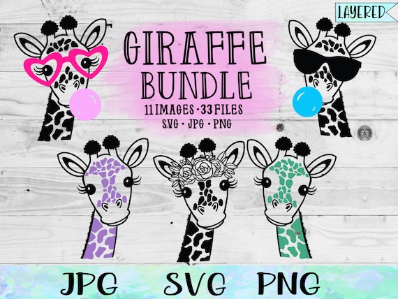 Giraffe SVG, Giraffe PNG, Giraffe Svg File Bundle, Giraffe Baby Shower, Safari Animals Svg, Giraffe Shirt File, Floral Giraffe Svg, Giraffe