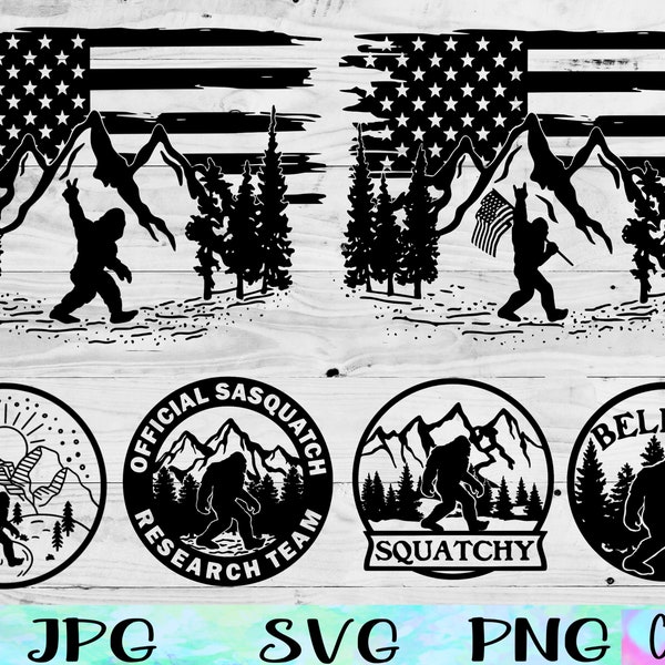 Bigfoot Clip Art, Bigfoot SVG, Bigfoot PNG, Bigfoot Mountain Svg, Bigfoot Hat Svg, Bigfoot Sublimation Png, Bigfoot Sticker JPG, Bigfoot