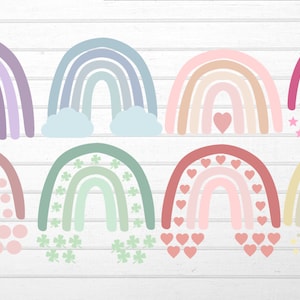Boho Rainbow SVG Bundle 16 Files, Boho Svg, Rainbow Clipart, Boho Rainbow Png, Boho Rainbow, Teacher Rainbow Svg Rainbow Baby Svg Hippie Svg