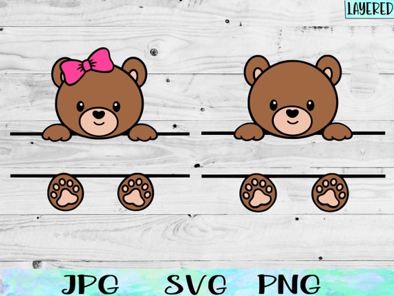 Bear Split Monogram Svg Teddy Bear Svg Cute Bear Svg Bear Face Png Bear  Birthday Svg Personalized Teddy Bear Cut File Silhouette
