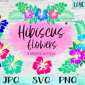 Hibiscus SVG, Hibiscus Frame Svg, Hawaiian Shirt Svg, Floral Pattern Svg, Hawaiian Botanical Svg, Tropical Wreath Svg, Hibiscus Decal File
