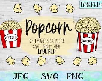 Popcorn Box SVG, Popcorn SVG, Popcorn Eimer, Popcorn Kernel SVG, Popcorn Sublimation, Cartoon Popcorn SVG, Film Popcorn, Popcorn Schüssel
