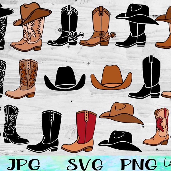 Cowboy Boot SVG, Cowgirl Boots Svg, Cowboy Hat SVG, Cowgirl Hat Svg, Cowboy SVG, Cowgirl Svg, Southern Svg, Cowboy Boots Svg, Rodeo Svg