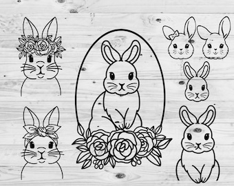 Easter Clipart, Floral Bunny SVG, Happy Easter Svg, Bunny Face Svg, Easter Svg, Spring Svg, Bunny Svg, Cute Bunny Svg, Easter Bunny Svg