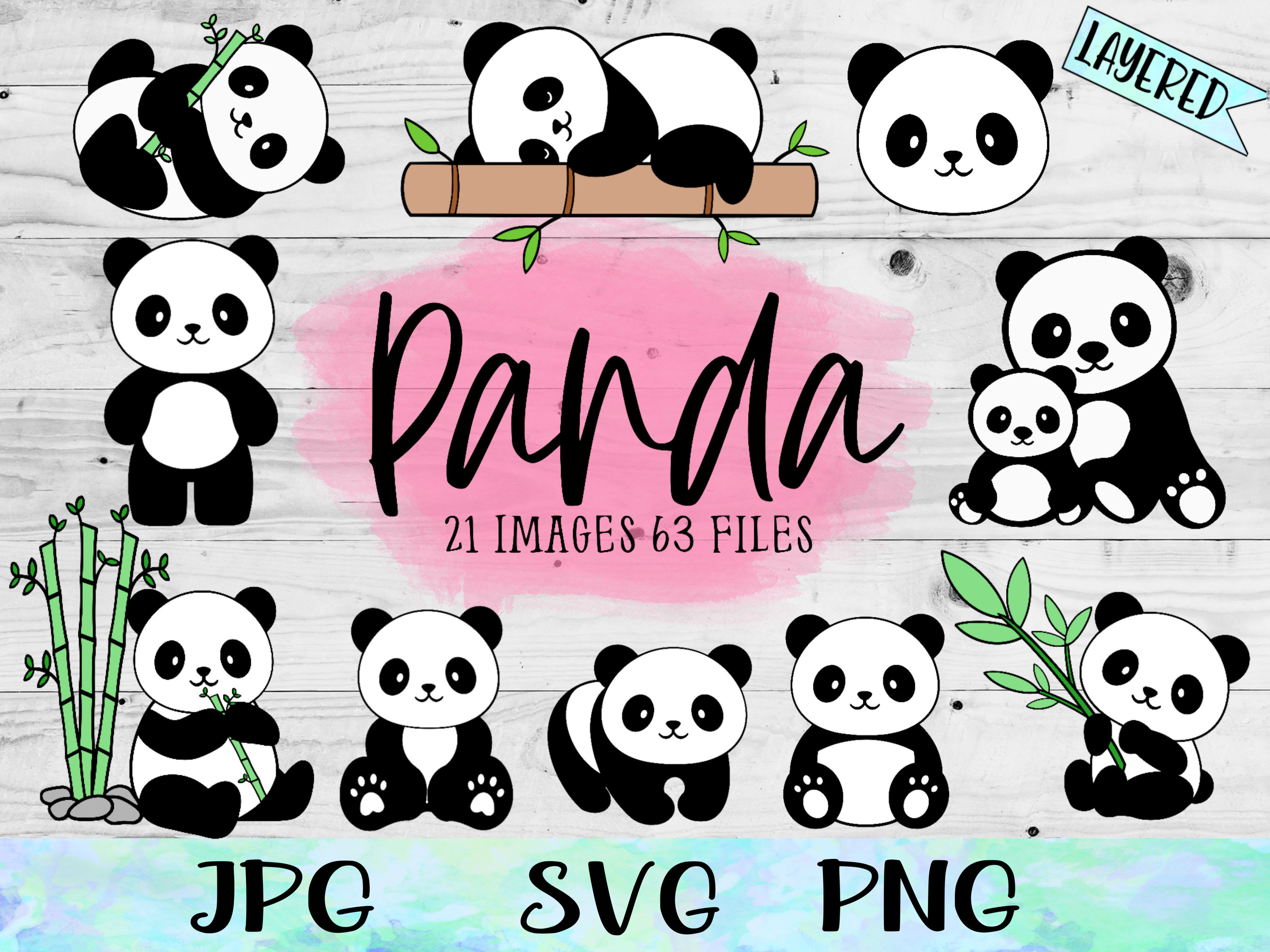 Adesivi murali bambini - Set di dolci orsetti panda - Stickers cameretta  Dimensione LxH: 30cm x 45cm