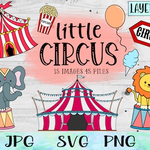 Zirkus Party SVG Bundle: Karnevalszelt, Löwe, Elefant (Digitaler Download) Zirkus Gefälligkeiten SVG, Karneval svg, Zirkuszelt svg, Zirkusbanner
