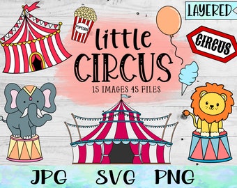 Circus Party SVG Bundle: Carnival Tent, Lion, Elephant (Digital Download) Circus Favors SVG, Carnival Svg, Circus Tent Svg, Circus Banner