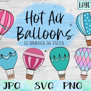 Hot Air Balloon SVG, Hot Air Balloon PNG, Hot Air Balloon Printable, Hot Air Balloon Art, Hot Air Balloon Bundle, Hot Air Balloon Clipart
