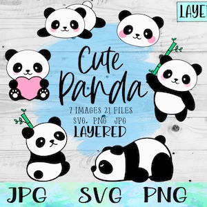 Panda SVG, Kawaii Panda Svg, Cute Panda Svg, Cute Panda Clipart, Panda Shirt File, Panda Mug File, Panda Sticker, Panda Gift File, Panda