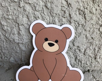 5 Sheets of GOLD CUTE TEDDY BEAR New Baby Square Peel Off Outline Sticker 