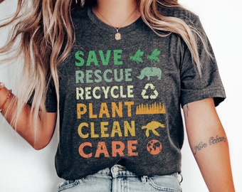 Earth Day T-shirt, Recycle T Shirt, Environmental Shirt,Activist Tshirt,Save The Planet Shirt,Climate Change Shirt,Recycle Rescue Reuse Tee