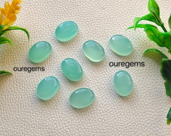 Paraiba Chalcedony Oval Cabochon | Blue Green Gemstone | Smooth Polished Loose Gem | Jewelry Making Stone |