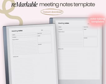 Meeting Notes Template for Remarkable 2, Meeting Minutes, Meeting ...