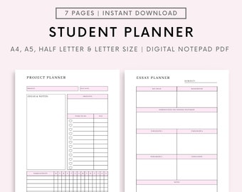 homework planner Student Study Planner/Student Planner Printable/Academic Planner/Student Growth Planner/Homework Planner/Planner Printable/US UK/Canva