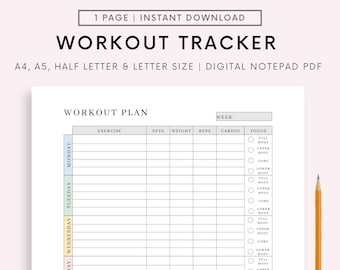 Exercise Tracker, Workout Tracker, 75 Soft challenge,Fitness log,workbook log template,Fitness Tracker,Weight Loss Tracker,Workout Printable