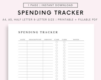 Expense Tracker, Business Expense Log Printable, Spending Tracker, Purchase Log, Transaction Log, Financial Planner Letter/HalfLetter/A4/A5