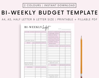 Biweekly Budget Planner, EDITABLE Bi-weekly Template, PDF Printable Paycheck Budget Tracker, Finance Planner, Zero Based Budget Sheet Binder