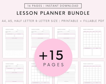 Lesson Plan Template, Lesson Planner Printable, Homeschool Teacher Planner, Weekly, Daily Plans, Academic Schedule, Simple Lesson Plan Book
