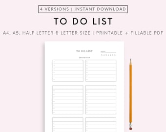 Minimal To Do List Printable, Simple Tasks List Template, Productivity Planner, Blank To Do List Template, Blank Checklist Planner Printable