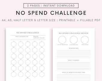Editierbare No Spend Challenge, No Spend Tracker, No Spend Month, No Spend Dyas Budget Planner, No Spending Tracker PDF, druckbare | Digitale
