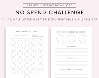 Editable No Spend Challenge, No Spend Tracker, No Spend Month, No Spend Dyas Budget Planner, No Spending Tracker PDF, Printable | Digital