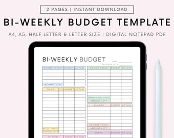 BI-WEEKLY Budget Overview Template Printable, Paycheck Budget Printable, Budget Binder, Budget Planner, Budget Template A4 A5 Letter PDF