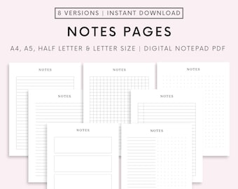 Printable Notes Page, Notes Template, Note Taking, Writing Paper, Notes ...