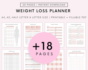 2023 Weight Loss Journal: Weight Loss Tracker, Fitness Planner, Weight Loss Planner | Digital Printable PDF | IPad Happy Planner GoodNotes