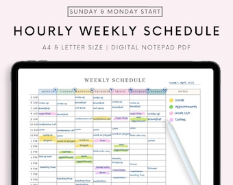 Simple Weekly Schedule Planner Printable | Study Schedule | Weekly Timetable | Weekly Agenda | A4 A5 US Letter | Instant Download