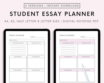 Einfaches Essay Planer Printable Set, Studenten Essay Schreibvorlage, Essay Plan Vorlage Digital, A4, A5 & US Letter Größe, Instant Download