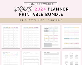2024 Planner, DATED 2024 Printable Planner, Daily, Weekly, Monthly Pages, 2024 Calendar, To Do List Printable Inserts, 2024 planner
